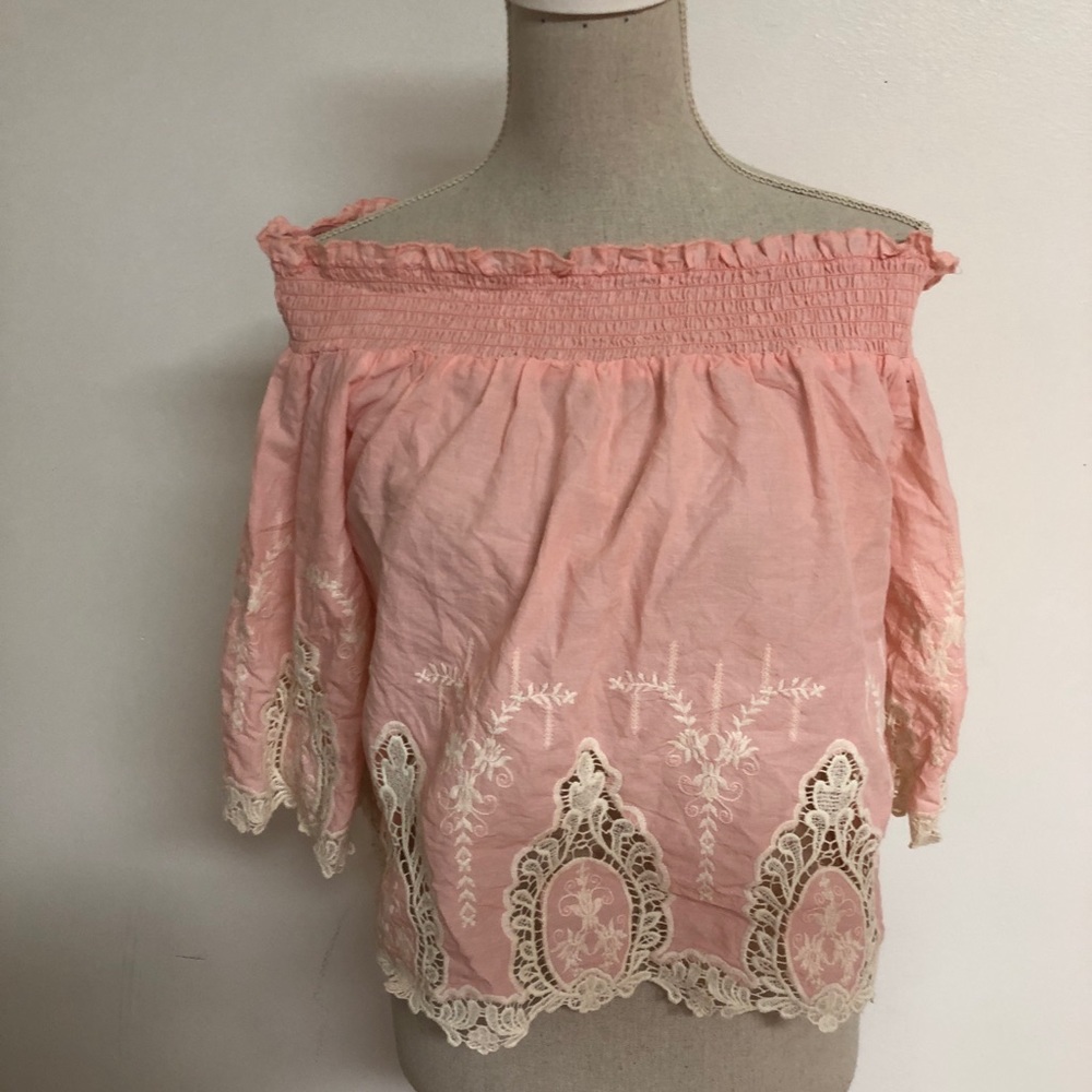 Pink Lace Crop Shirt Retro